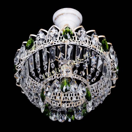 Люстра Астра Бутон №1 Зеленая - белая с подвесом  в Химках Гусь Хрустальный