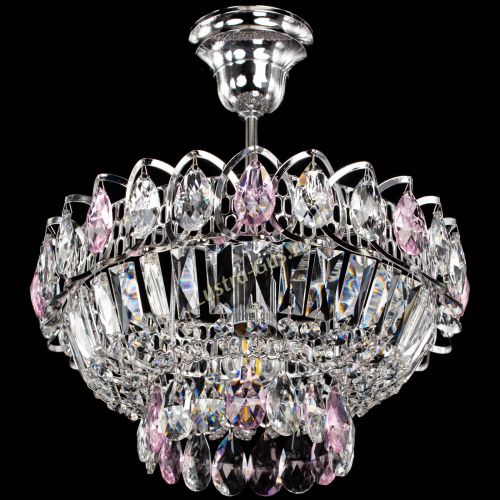 Люстра Астра Бутон №1 с подвесом Розовая в Химках Гусь Хрустальный