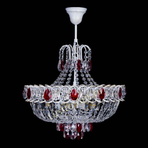 Люстра Астра Белая с подвесом красная в Химках Гусь Хрустальный