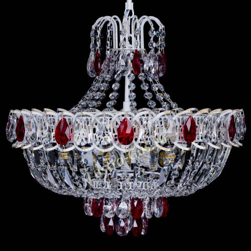 Люстра Астра Белая с подвесом красная в Химках Гусь Хрустальный