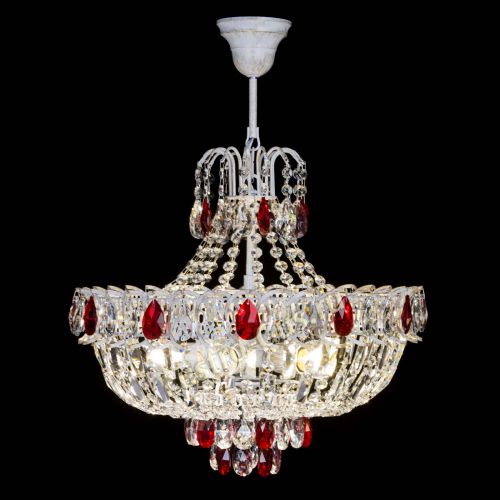 Люстра Астра Белая с подвесом красная в Химках Гусь Хрустальный