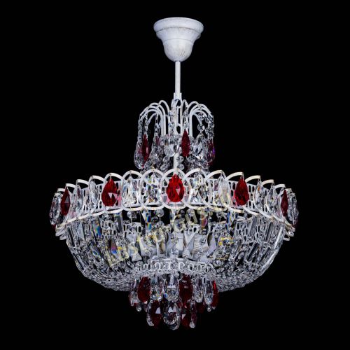 Люстра Астра Белая с подвесом красная в Химках Гусь Хрустальный