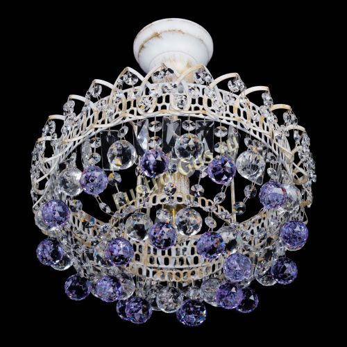 Люстра Астра шар №1 Фиолетовая белая в Химках Гусь Хрустальный