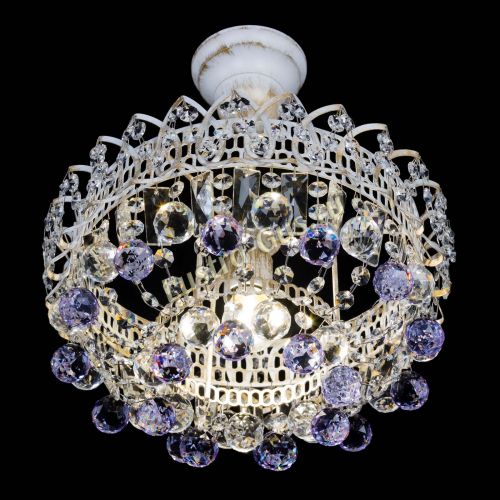 Люстра Астра шар №1 Фиолетовая белая в Химках Гусь Хрустальный