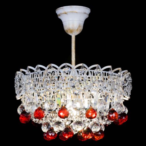 Люстра Астра шар №1 Красная белая в Химках Гусь Хрустальный