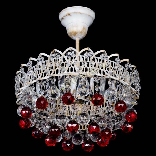 Люстра Астра шар №1 Красная белая в Химках Гусь Хрустальный
