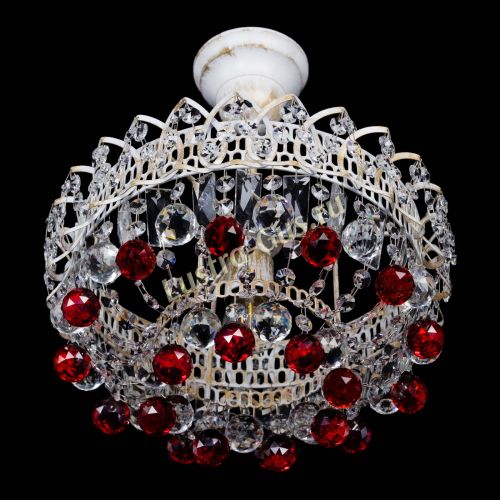 Люстра Астра шар №1 Красная белая в Химках Гусь Хрустальный