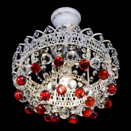 Люстра Астра шар №1 Красная белая в Химках Гусь Хрустальный