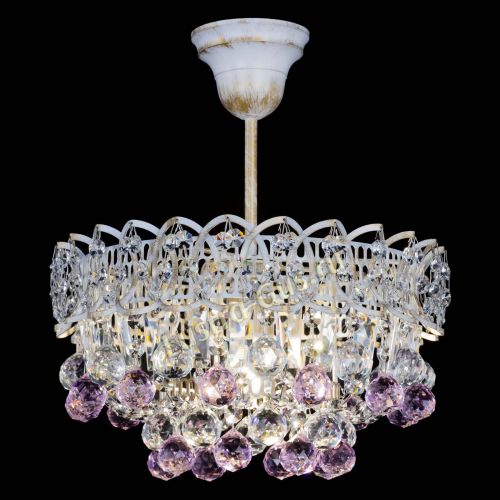 Люстра Астра шар №1 Розовая белая в Химках Гусь Хрустальный