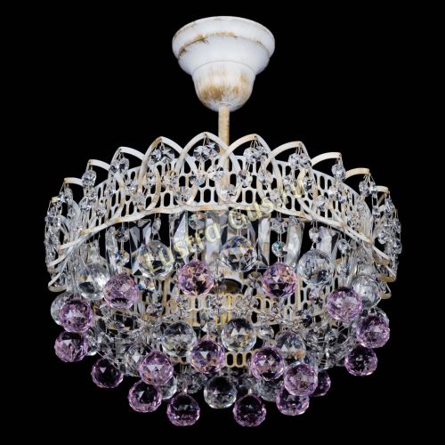 Люстра Астра шар №1 Розовая белая в Химках Гусь Хрустальный