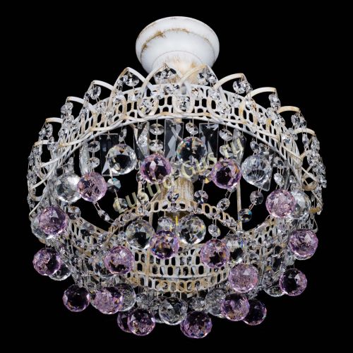 Люстра Астра шар №1 Розовая белая в Химках Гусь Хрустальный