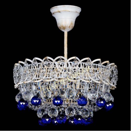 Люстра Астра шар №1 Синяя белая в Химках Гусь Хрустальный