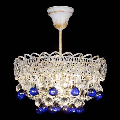 Люстра Астра шар №1 Синяя белая в Химках Гусь Хрустальный