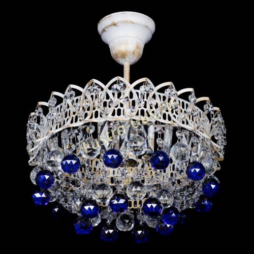 Люстра Астра шар №1 Синяя белая в Химках Гусь Хрустальный