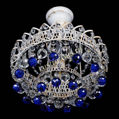 Люстра Астра шар №1 Синяя белая в Химках Гусь Хрустальный