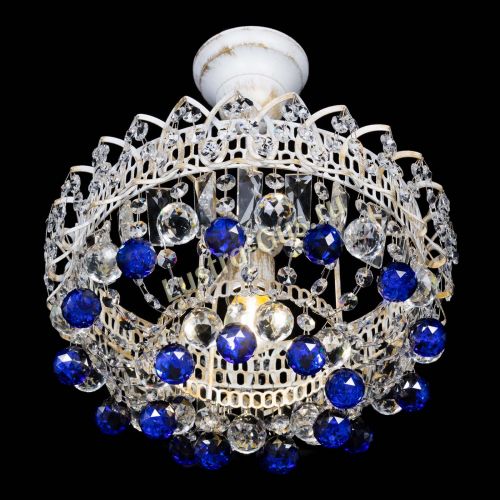 Люстра Астра шар №1 Синяя белая в Химках Гусь Хрустальный