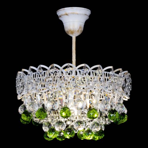 Люстра Астра шар №1 Зеленая белая в Химках Гусь Хрустальный
