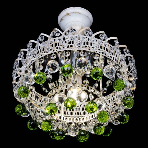 Люстра Астра шар №1 Зеленая белая в Химках Гусь Хрустальный