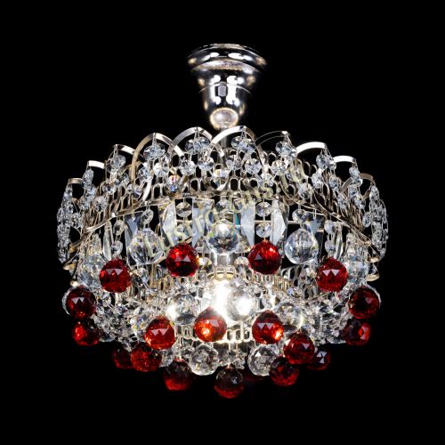 Люстра Астра шар красная 1 лампа в Химках Гусь Хрустальный