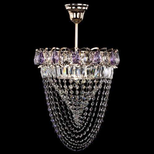 Люстра Астра Водоворот с подвесом №1 фиолетовая в Химках Гусь Хрустальный