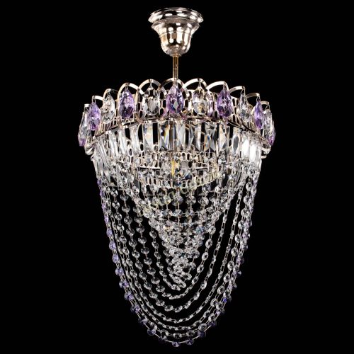 Люстра Астра Водоворот с подвесом №1 фиолетовая в Химках Гусь Хрустальный