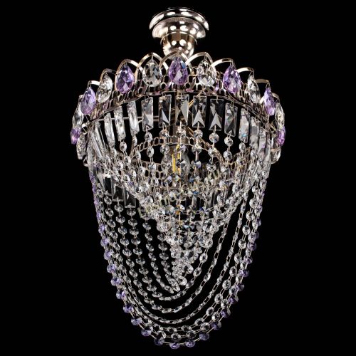 Люстра Астра Водоворот с подвесом №1 фиолетовая в Химках Гусь Хрустальный