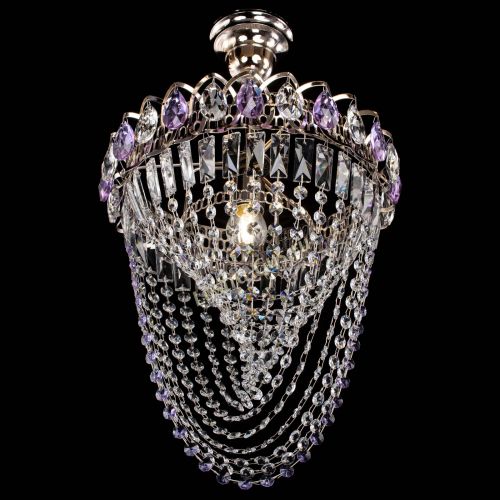 Люстра Астра Водоворот с подвесом №1 фиолетовая в Химках Гусь Хрустальный