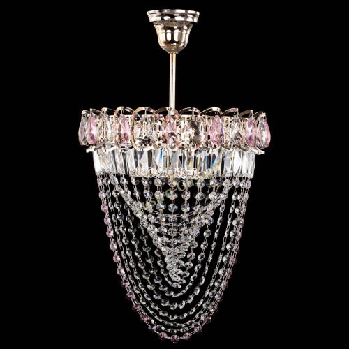 Люстра Астра Водоворот с подвесом №1 розовая в Химках Гусь Хрустальный