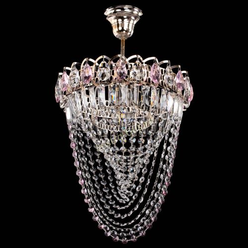 Люстра Астра Водоворот с подвесом №1 розовая в Химках Гусь Хрустальный