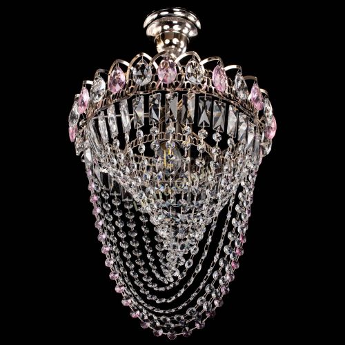 Люстра Астра Водоворот с подвесом №1 розовая в Химках Гусь Хрустальный