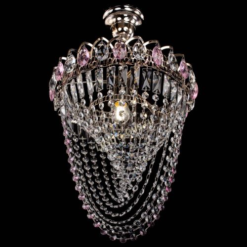 Люстра Астра Водоворот с подвесом №1 розовая в Химках Гусь Хрустальный