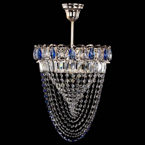 Люстра Астра Водоворот с подвесом №1 синяя в Химках Гусь Хрустальный
