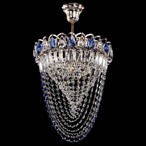 Люстра Астра Водоворот с подвесом №1 синяя в Химках Гусь Хрустальный