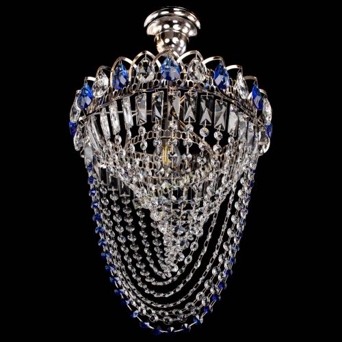 Люстра Астра Водоворот с подвесом №1 синяя в Химках Гусь Хрустальный