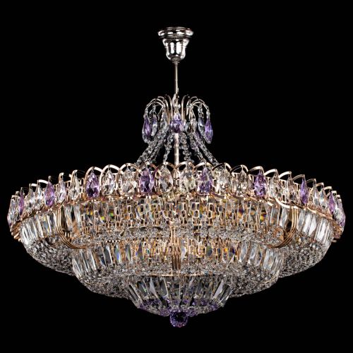 Люстра Двойное кольцо пластинка с подвесом Фиолетовая в Химках Гусь Хрустальный