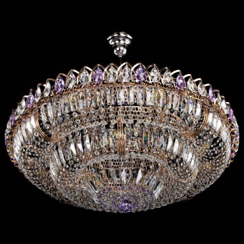 Люстра Двойное кольцо пластинка с подвесом Фиолетовая в Химках Гусь Хрустальный