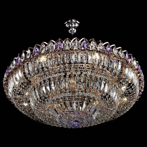 Люстра Двойное кольцо пластинка с подвесом Фиолетовая в Химках Гусь Хрустальный