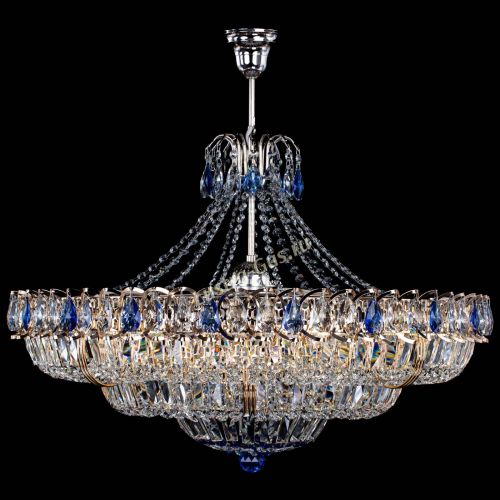 Люстра Двойное кольцо пластинка с подвесом Синяя в Химках Гусь Хрустальный