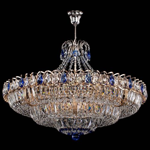 Люстра Двойное кольцо пластинка с подвесом Синяя в Химках Гусь Хрустальный