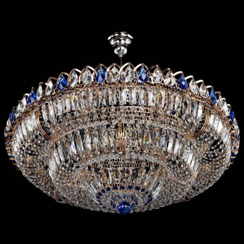 Люстра Двойное кольцо пластинка с подвесом Синяя в Химках Гусь Хрустальный