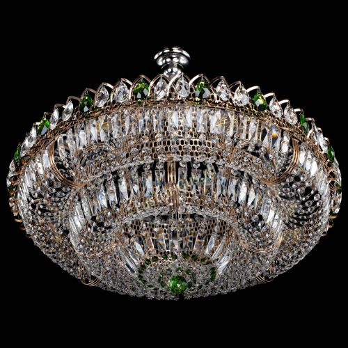 Люстра Двойное кольцо пластинка с подвесом Зеленая в Химках Гусь Хрустальный