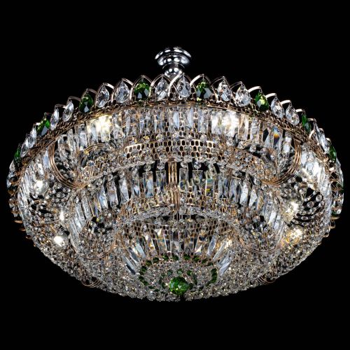 Люстра Двойное кольцо пластинка с подвесом Зеленая в Химках Гусь Хрустальный