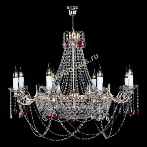 Люстра Елизавета №13 красная в Химках Гусь Хрустальный
