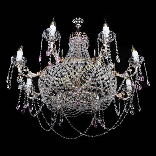 Люстра Елизавета №13 розовая в Химках Гусь Хрустальный