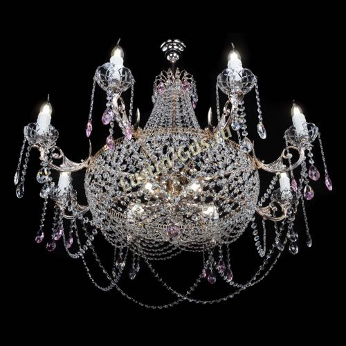 Люстра Елизавета №13 розовая в Химках Гусь Хрустальный