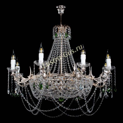 Люстра Елизавета №13 зеленая в Химках Гусь Хрустальный