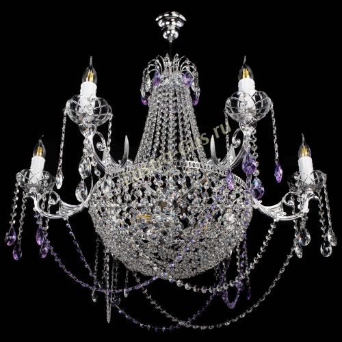 Люстра Елизавета малая №9 фиолетовая в Химках Гусь Хрустальный