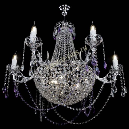 Люстра Елизавета малая №9 фиолетовая в Химках Гусь Хрустальный