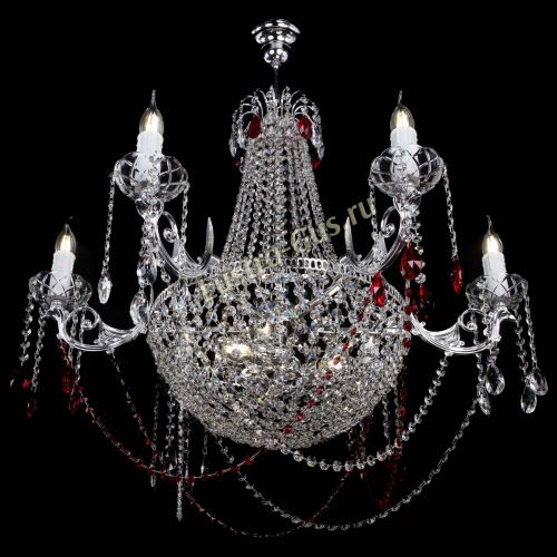Люстра Елизавета малая №9 красная в Химках Гусь Хрустальный