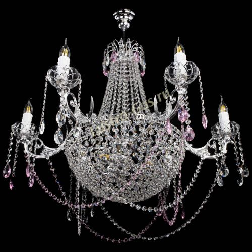 Люстра Елизавета малая №9 розовая в Химках Гусь Хрустальный
